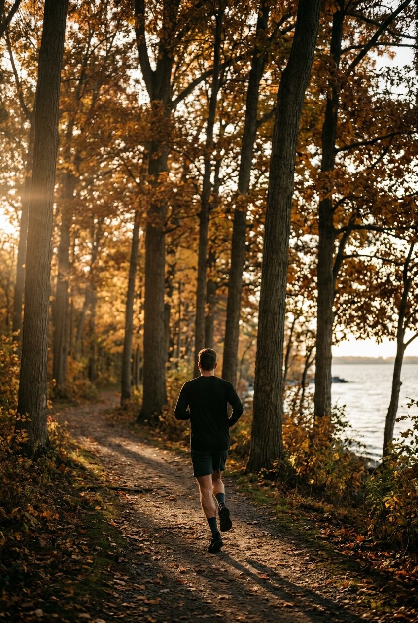 Runner on an autumn trail